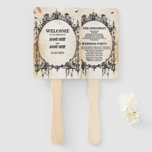 Wedding Programme Hand Fan Halloween Gothic Frame