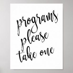 Wedding Programs Black and White 8x10 Sign