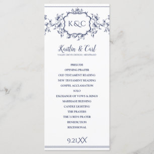 Wedding Programs - Elegant Navy Blue Vines