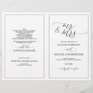 Wedding Programs Elegant Skinny Calligraphy Black