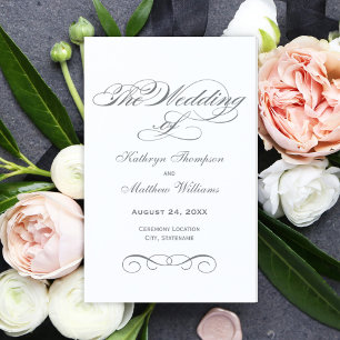 Wedding Programs Grey Calligraphy Design