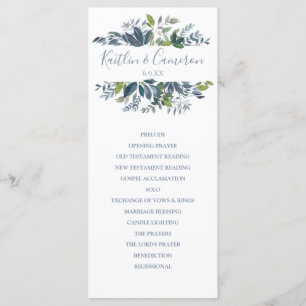 Wedding Programs - Painted Greenery (Dusty Blue)