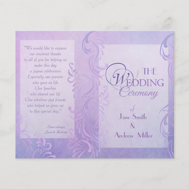 Wedding programs - Purple (Front)