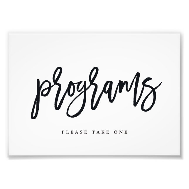 Wedding Programs Sign Choose Your Size Brushed (Front)