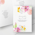 Wedding Programs Watercolor Floral Folded<br><div class="desc">These folded wedding programs feature watercolor florals in shades of pink,  orange and peach. Use the template fields to add your custom text. A unique choice for botanical and garden weddings. 

Original watercolor art and design by Victoria Grigaliunas of Do Tell A Belle.</div>