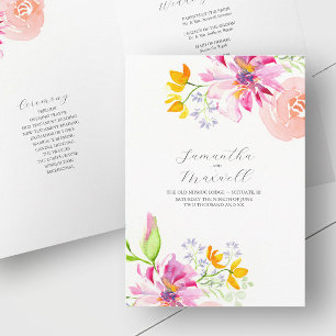 Wedding Programs Watercolor Floral Folded