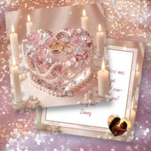 Wedding Proposal   Crystalline Heart Cake & Rings Card