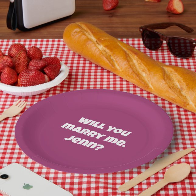 Wedding Proposal - Will You Marry Me? Paper Plate (Picnic)