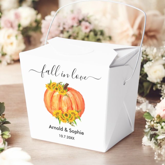 Wedding Pumpkin Orange White Floral Fall Favour Box (Creator Uploaded)