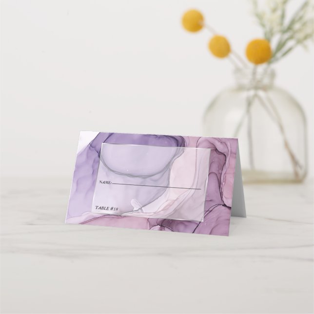 Wedding Purple Exotic Floral Place Card (Front)