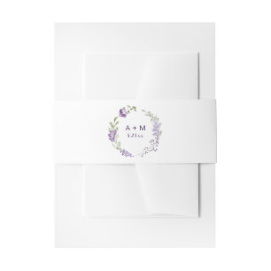 Wedding Purple Lavender Floral Boho Invitation Belly Band