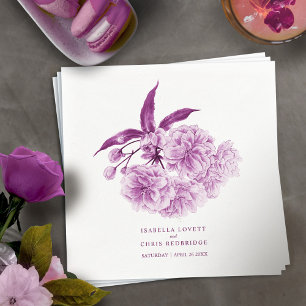 Wedding purple mauve blossom floral napkins