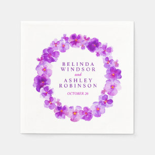 Wedding purple pansy custom napkins
