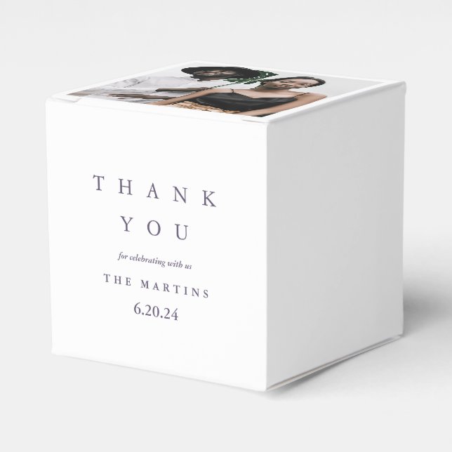 Wedding Purple Personalised Photo Thank You Favour Box (Front Side)