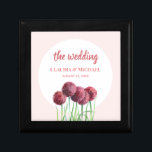 Wedding Purple Pink Alliums Flower Watercolor Gift Box<br><div class="desc">Designed based on my watercolor illustration of dark pink allium. Beautiful pom-pom like spring flowers standing tall with lovely fresh green leaves. The design has light pink background and can be personalised to your preference. Perfect design for wedding celebration.</div>