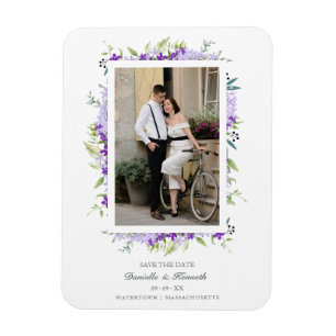 Wedding Purple Shades Flowers & Branches Photo Magnet