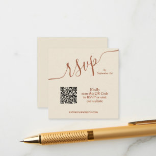 Wedding QR Code Beige Terracotta Enclosure Card
