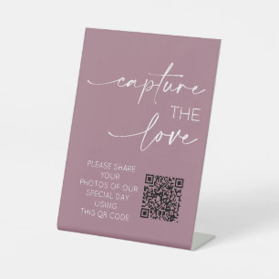 Wedding QR Code Photo App Upload Dusty Pink Pedestal Sign