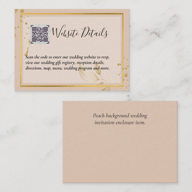 Wedding QR CODE RSVP GIFTS DETAILS Website Enclosure Card (Front/Back)