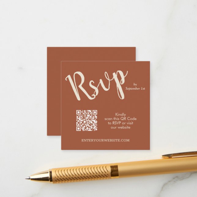 Wedding QR Code Terracotta Enclosure Card (Front/Back In Situ)