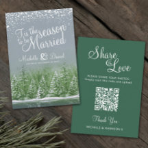 Wedding QR share love winter wedding grey green