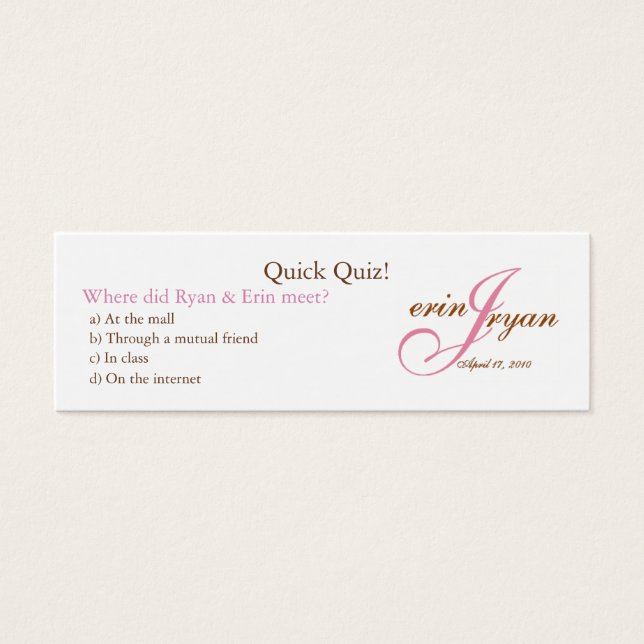 Wedding Quiz Card (Front)