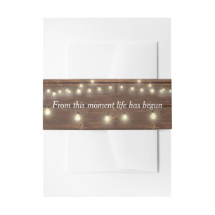 Wedding Quote On Wood with Lights Invitation Belly Band