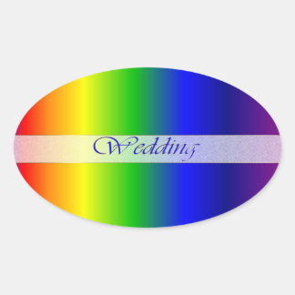 Wedding Rainbow Colours Oval Sticker