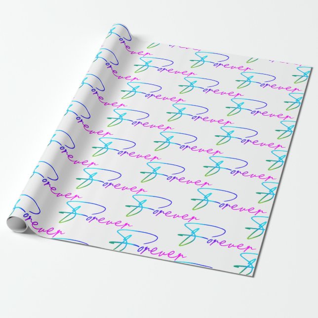 Wedding Rainbow Forever  Script  Wrapping Paper (Unrolled)