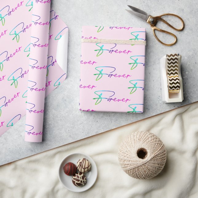 Wedding Rainbow Forever  Script  Wrapping Paper (Crafts)
