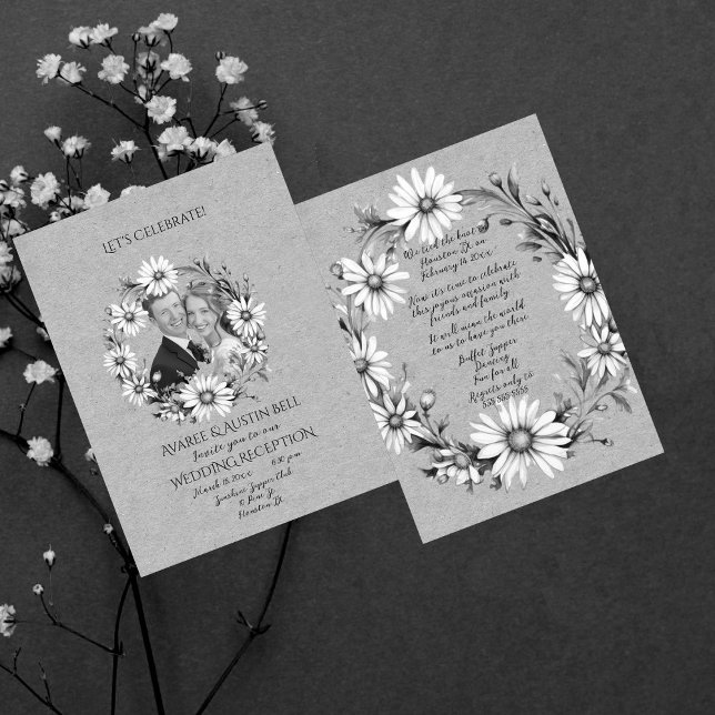 Wedding Reception After Party Celebration B/W Card (Creator Uploaded)