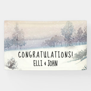 Wedding Reception Banner Winter Blue and White