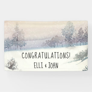 Wedding Reception Banner Winter Blue and White