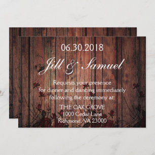 Wedding Reception Beautiful Faux Wood and Lace Invitation