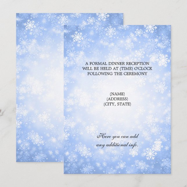 Wedding Reception Blue Winter Wonderland Invitation (Front/Back)