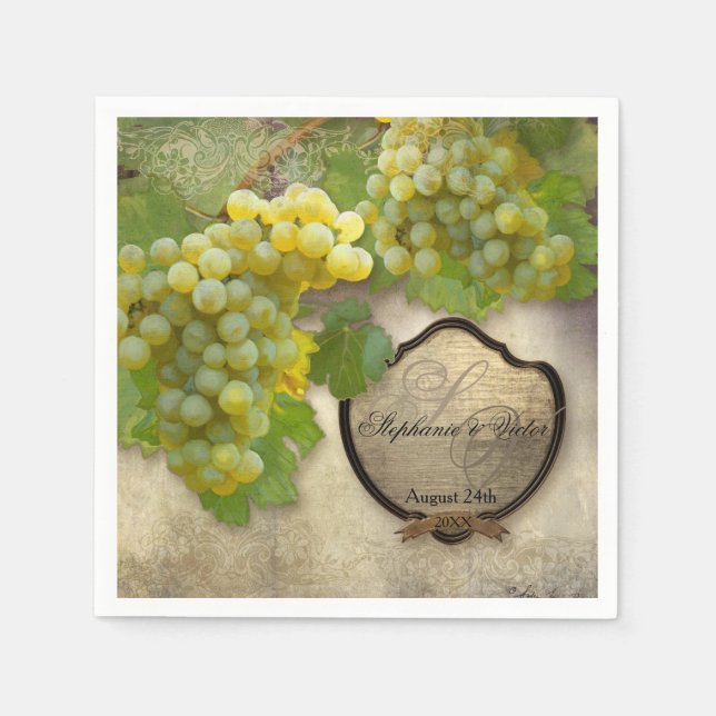 Wedding Reception Bridal Shower Vineyard Winery Napkin (Front)