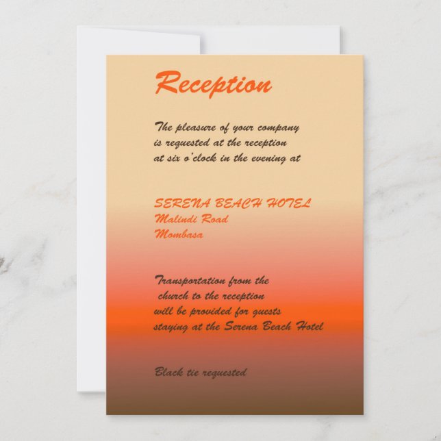 wedding reception card (Front)