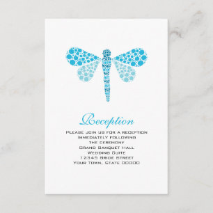 Wedding Reception Card Blue & White Dragonfly