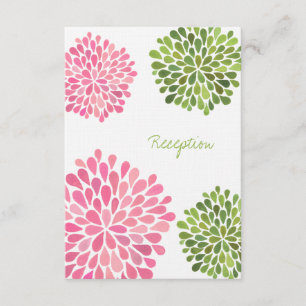 Wedding Reception Card Pink & Green Blooms