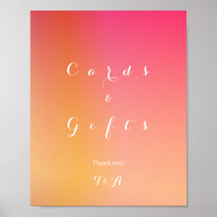 Wedding Reception Cards and Gifts Orange Ombre Poster