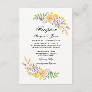 Wedding Reception Cards Floral Details Insert