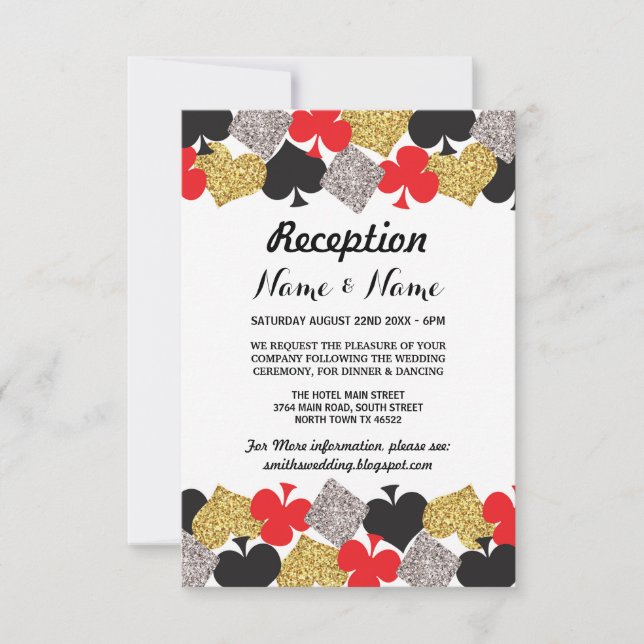 Wedding Reception Cards Las Vegas Casino Party (Front)