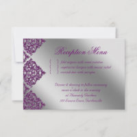 Wedding Reception Damask Purple Silver Sparkle