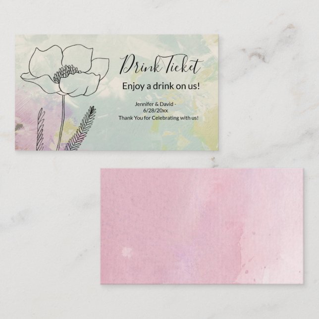 Wedding Reception Drink Ticket Enclosure Card (Front/Back)
