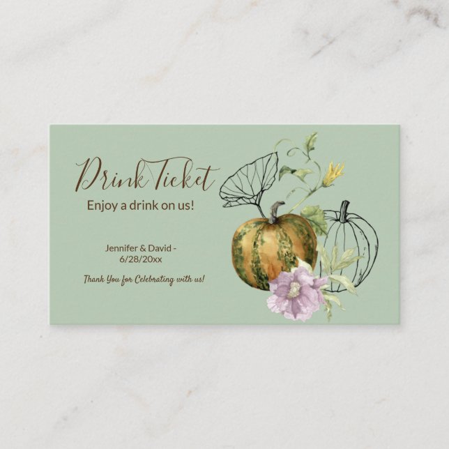 Wedding Reception Drink Ticket Enclosure Card (Front)