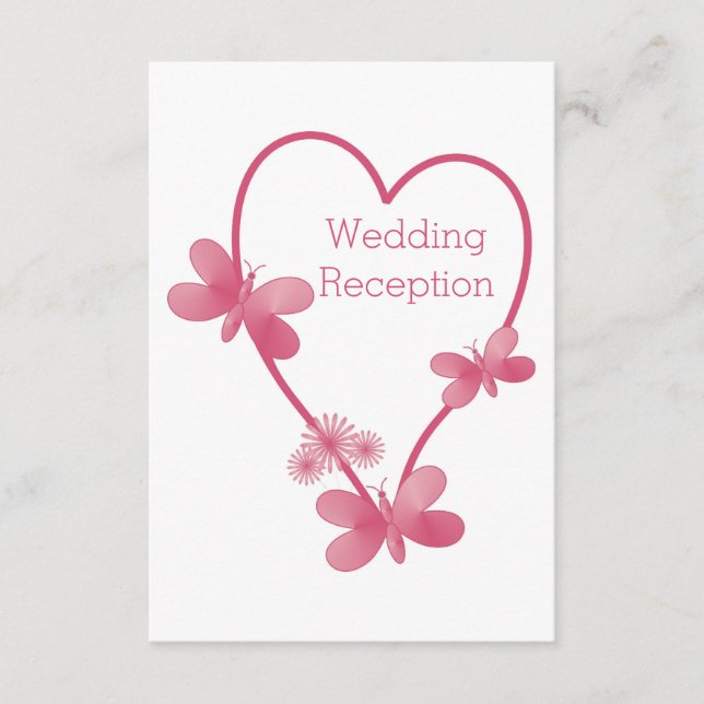 Wedding Reception Enclosure Card Pink Heart (Front)