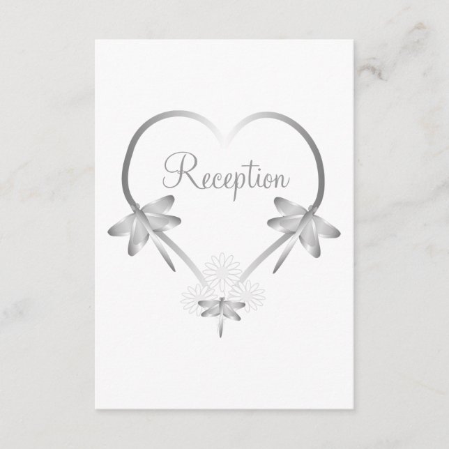 Wedding Reception Enclosure Card Silver Dragonfly (Front)