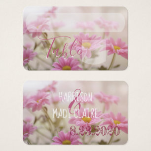 Wedding Reception Escort Cards Pink Daisy Flowers