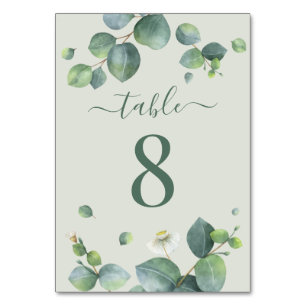 Wedding Reception Eucalyptus Greenery Seating Table Number