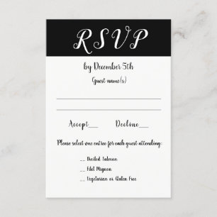 Wedding Reception Event or Party 3 Choices RSVP Card